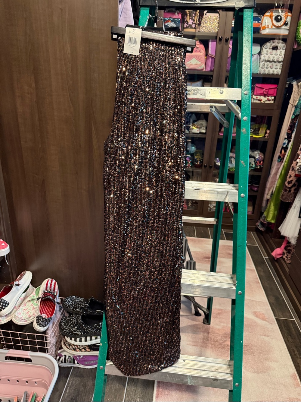 H&M Black and Bronze Sequin Maxi Skirt